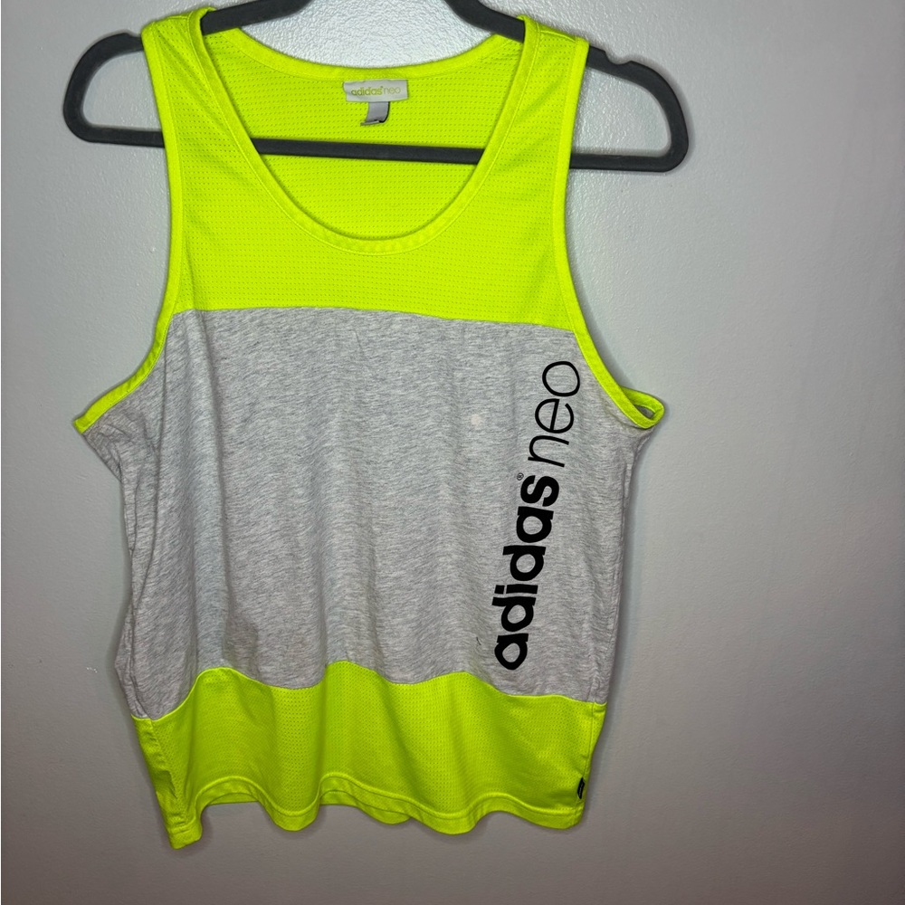 adidas Women's Gray and Yellow Tank Top
